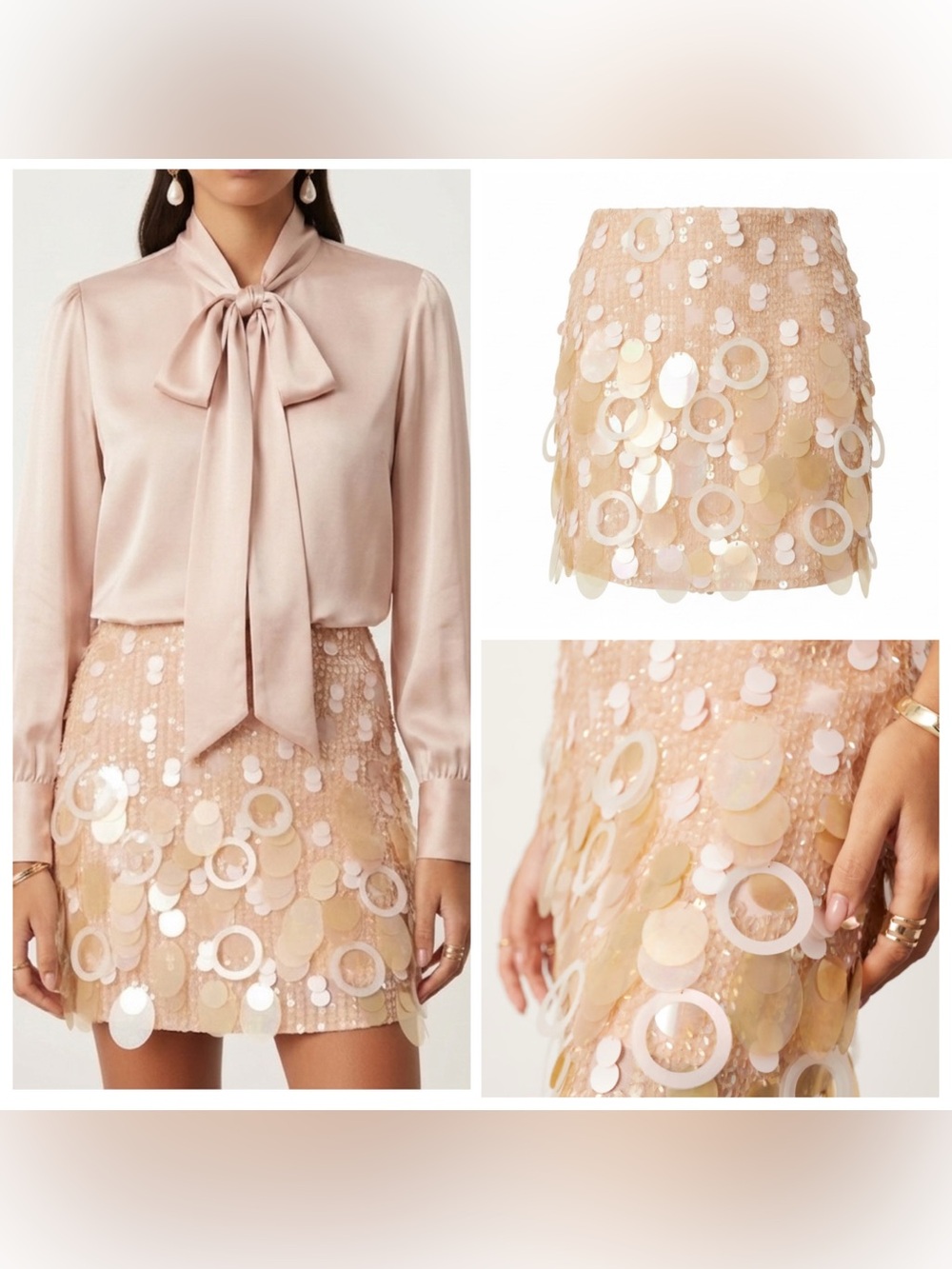 ASOS EDITION Embellished Disc Sequin Mini Skirt Pink Champagne NWT 12 Sold Out